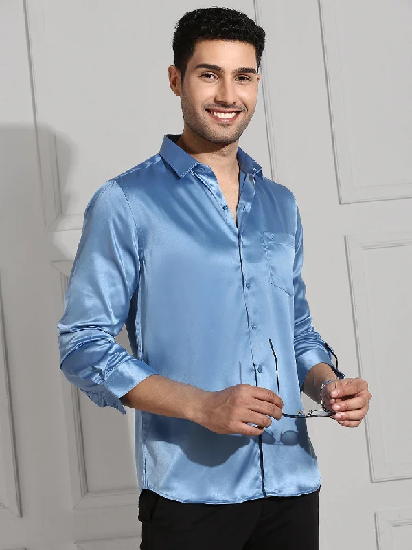 Men Party Wear Sky Blue Shirt PS6