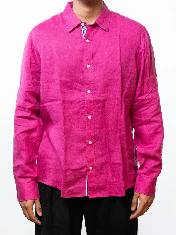 Michael Kors Pink Linen Tailored Fit Shirt