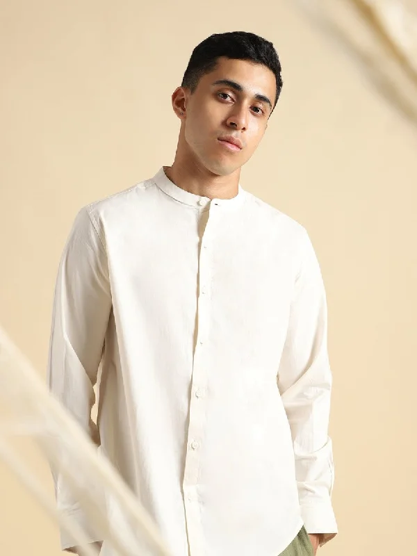 Light Cream Shirt - Organic Cotton & Naturally Dyed - Round Neck