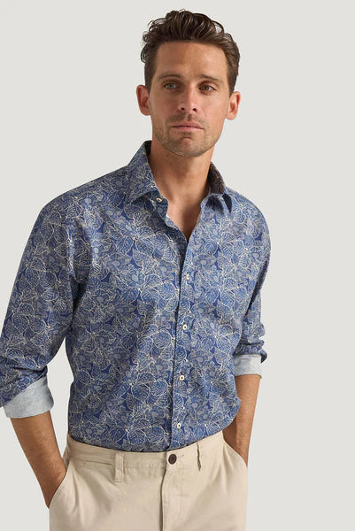 M.J. Bale - Calesta Printed Shirt - Vintage Denim White