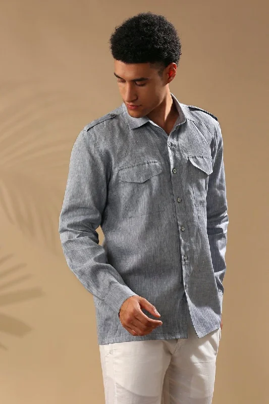 Sequoia Elbow Patch Shirt - Blue Melange