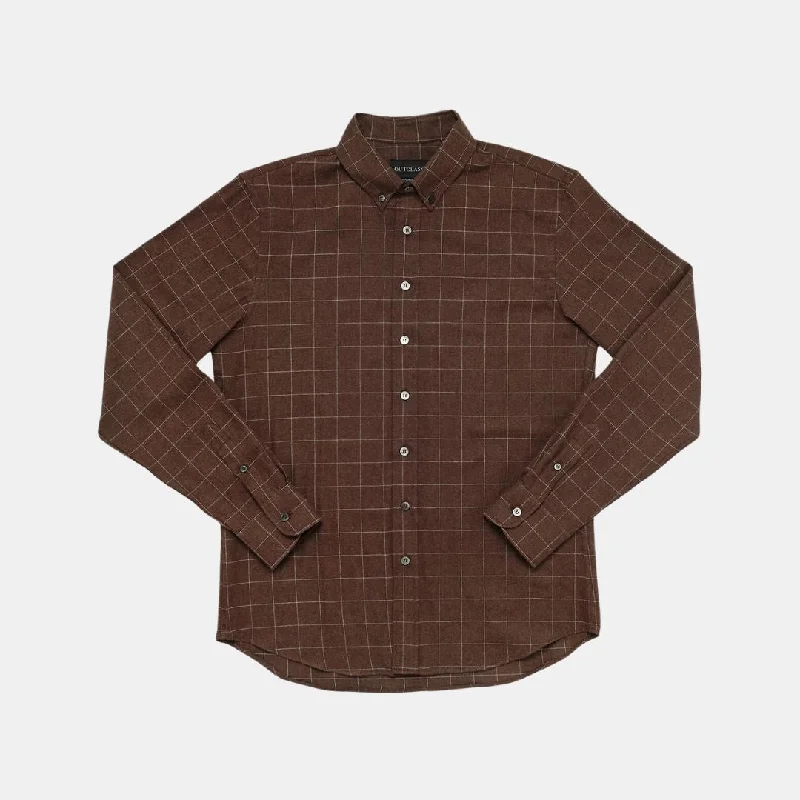 Windowpane Plaid Flannel Shirt (Mocha)