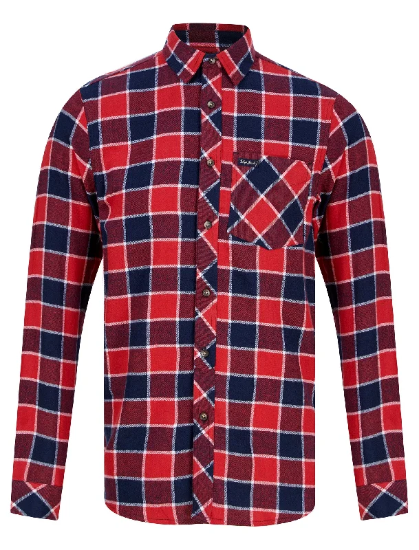 Yosemite Yarn Dyed Checked Cotton Flannel Shirt in Pompeian Red - Tokyo Laundry