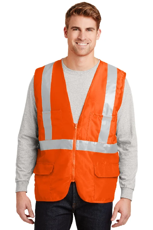 CornerStone Mens ANSI 107 Class 2 Safety Full Zip Vest - Safety Orange