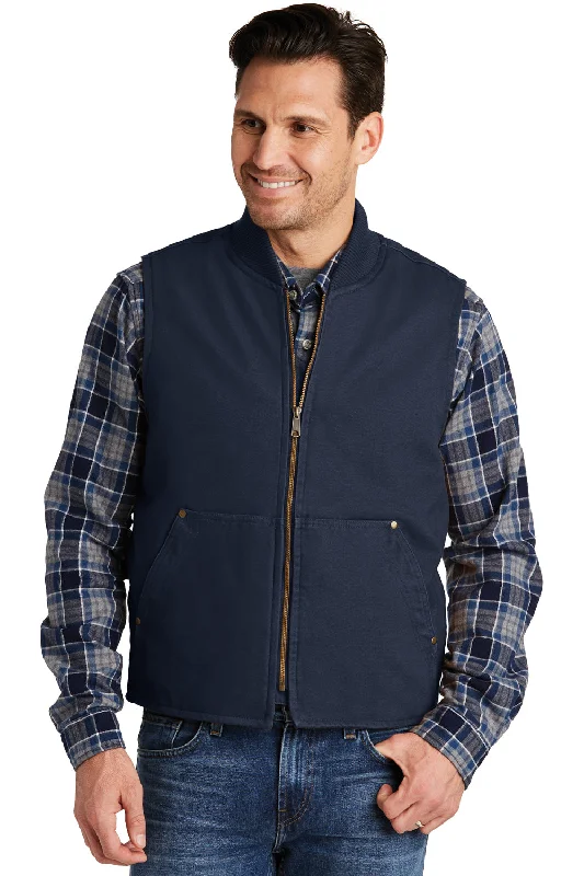 CornerStone Mens Duck Cloth Full Zip Vest - Navy Blue