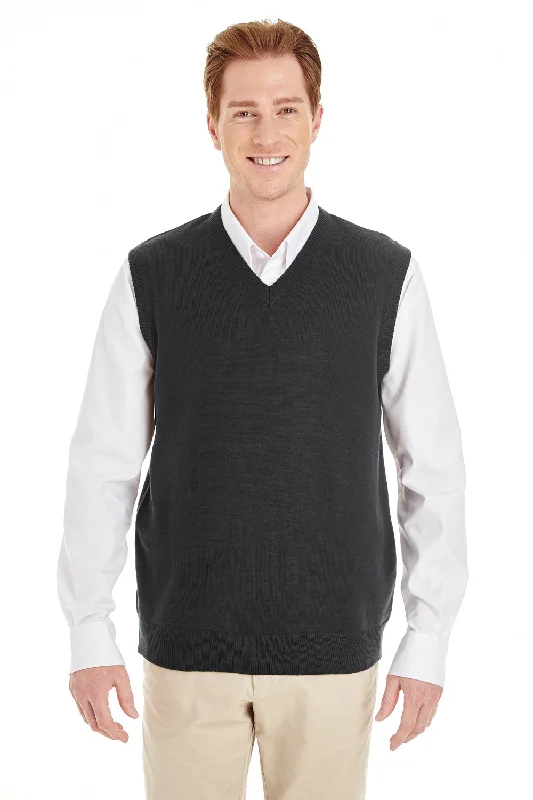 Harriton Mens Pilbloc Pill Resistant V-Neck Sweater Vest - Black