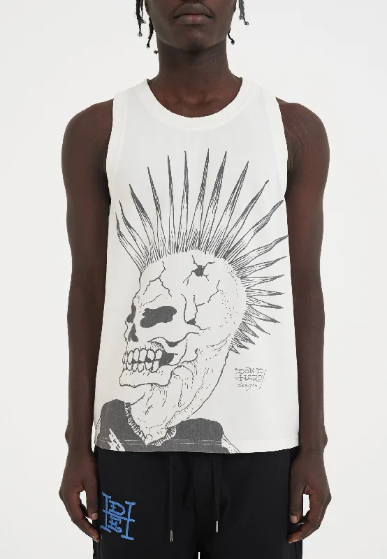 Mens Punks Not Dead Tank Top Vest - White