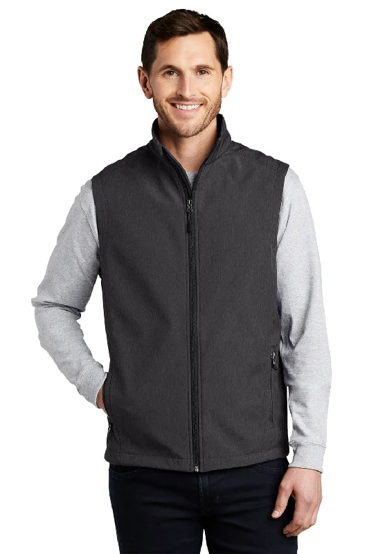 Port Authority Mens Core Wind & Water Resistant Full Zip Vest - Heather Charcoal Black