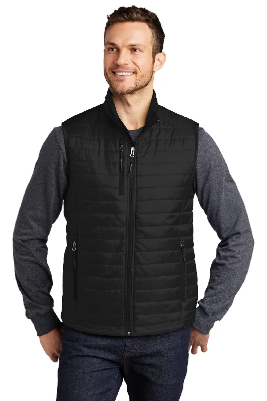 Port Authority Mens Water Resistant Packable Puffy Full Zip Vest - Deep Black