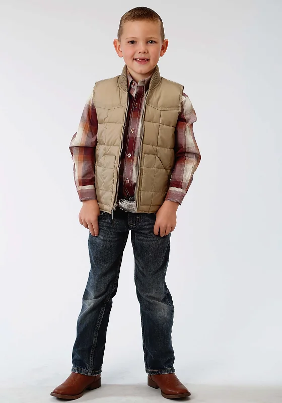 Roper Rangegear Boys Kids Brown Polyester Insulated Vest