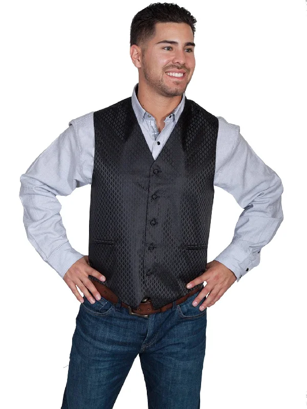 Scully Mens Black Polyester Diamond Vest