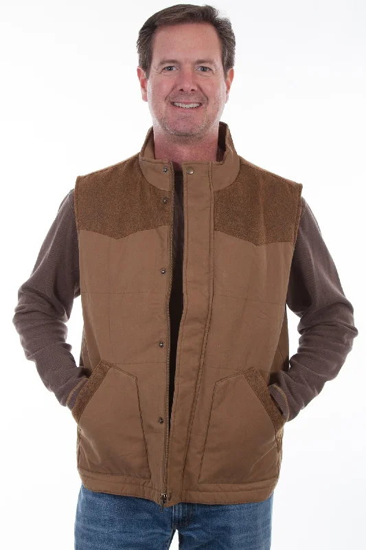 Scully Mens Tan 100% Cotton Snap Quilted Vest