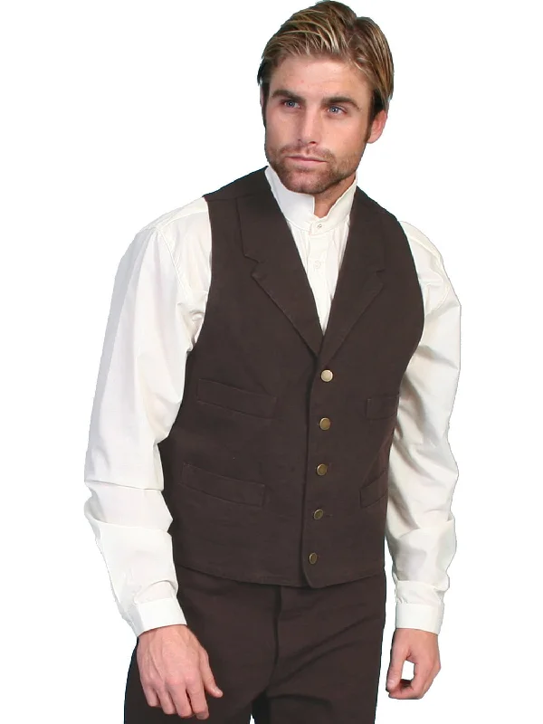 Scully RangeWear Mens Walnut 100% Cotton Notched Lapel Canvas Vest