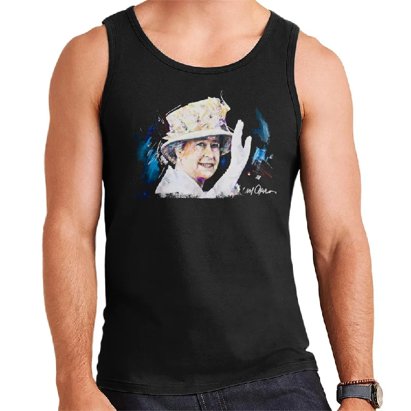 Sidney Maurer Original Portrait Of Queen Elizabeth Floral Hat Men's Vest