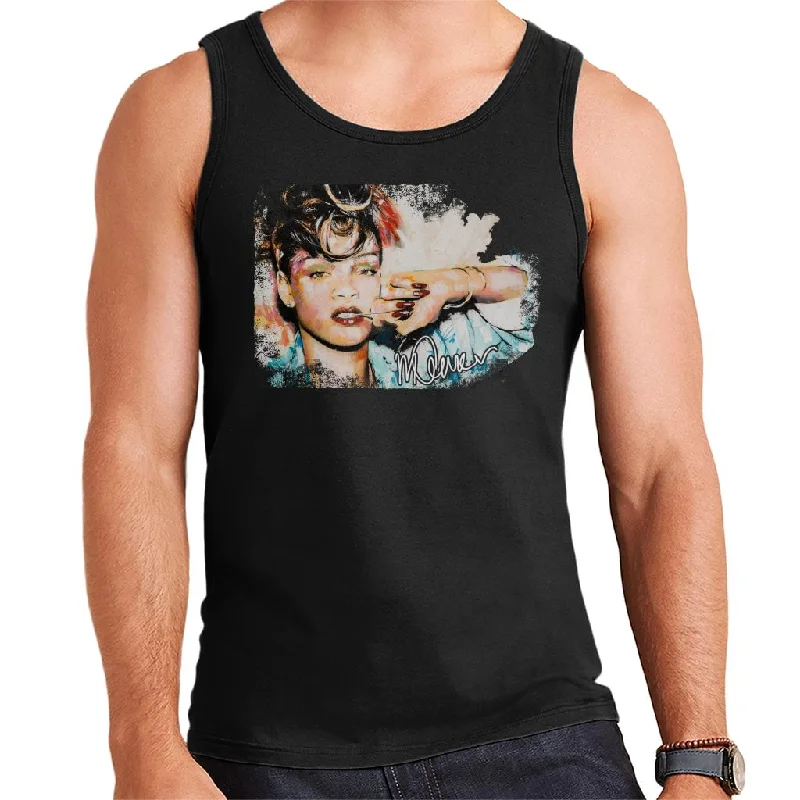 Sidney Maurer Original Portrait Of Rihanna Red Nails Men's Vest