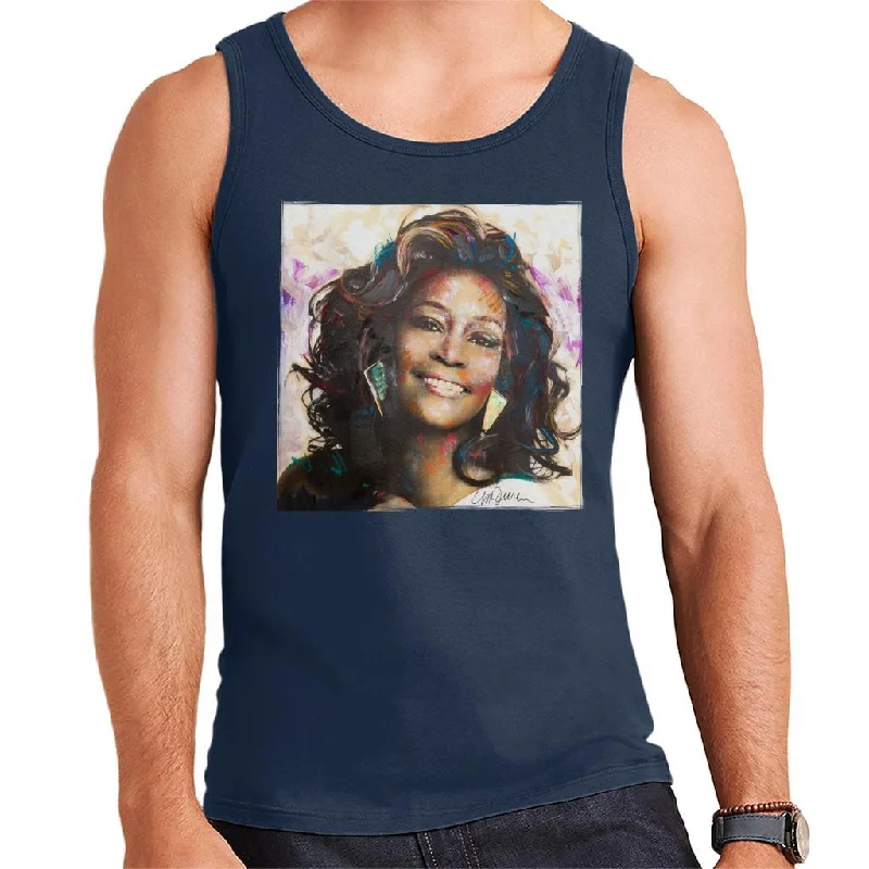 Sidney Maurer Original Portrait Of Whitney Houston Triangle Earrings Men's Vest