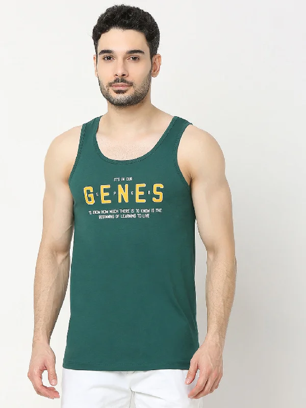 Underjeans by Spykar Men Premium Bottle Green Fashion Vest